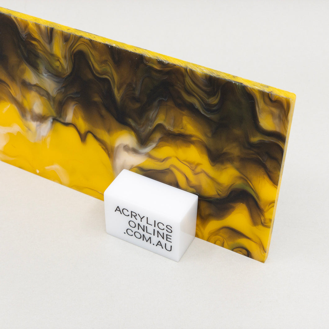 BLACK AND YELLOW MARBLE ACRYLIC SHEET