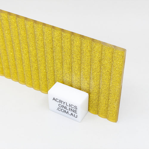 ACRYLIC GOLD GLITTER REEDED SHEET