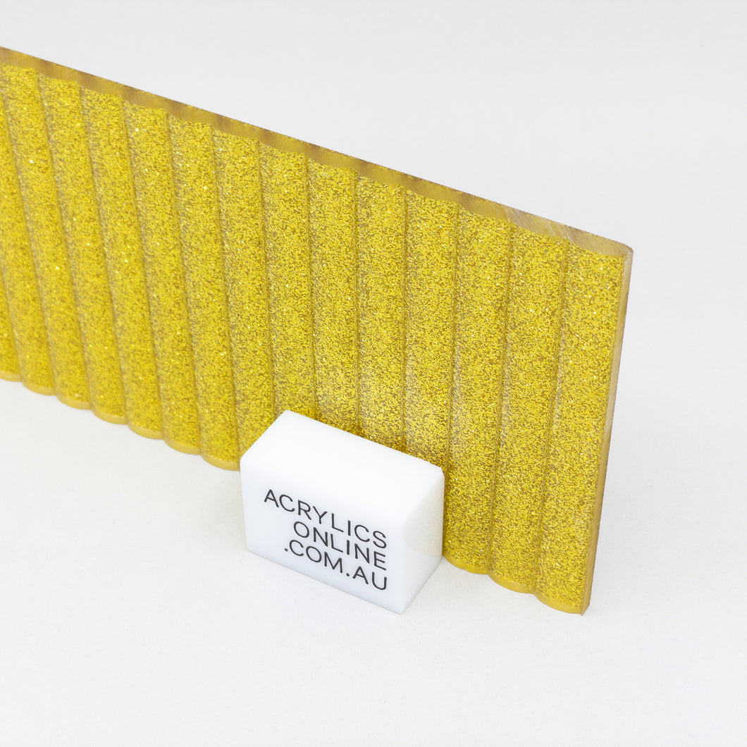 ACRYLIC GOLD GLITTER REEDED SHEET