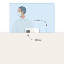 Load image into Gallery viewer, ACRYLIC SNEEZE GUARD WITH STANDS 900x600mm