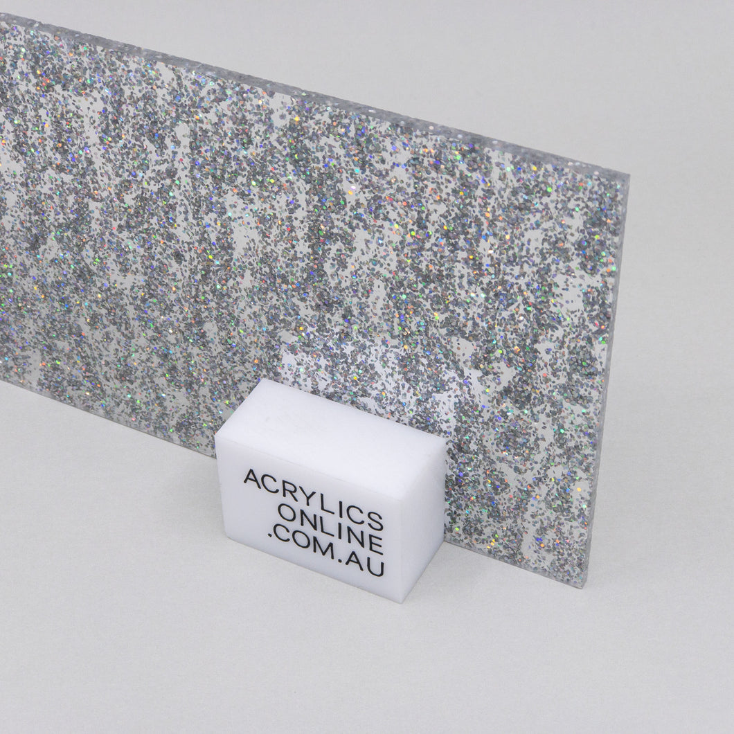 CLEAR CONFETTI GLITTER ACRYLIC SHEET
