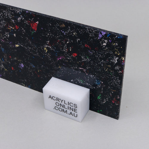 PREMIUM BLACK MULTI COLOUR GLITTER ACRYLIC SHEET