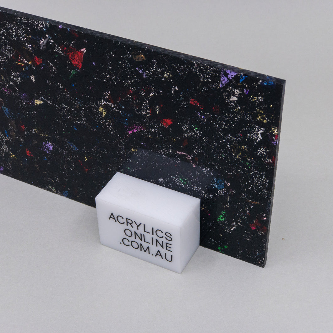 PREMIUM BLACK MULTI COLOUR GLITTER ACRYLIC SHEET