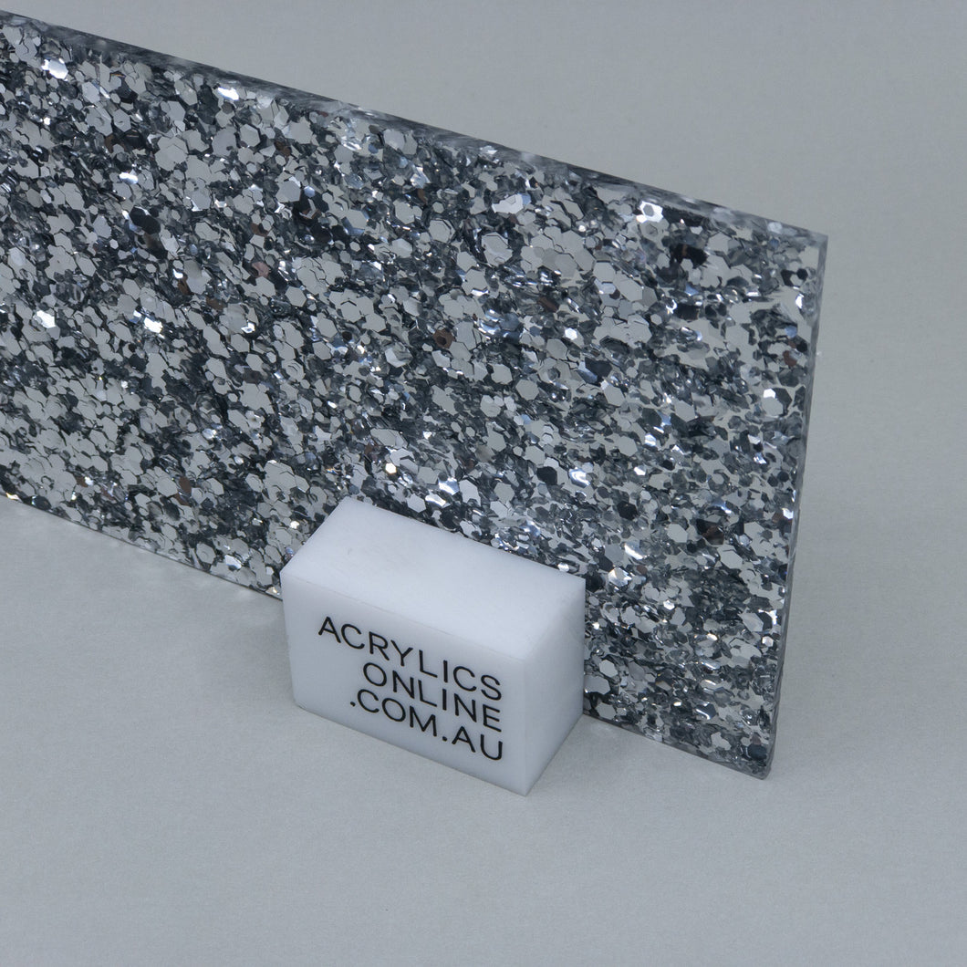 PREMIUM SILVER GLITTER ACRYLIC SHEET