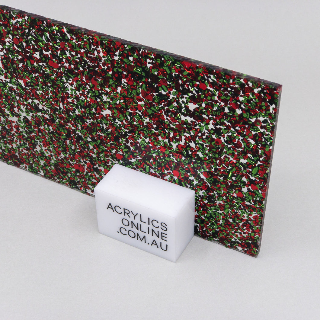 PREMIUM RED & GREEN GLITTER ACRYLIC SHEET