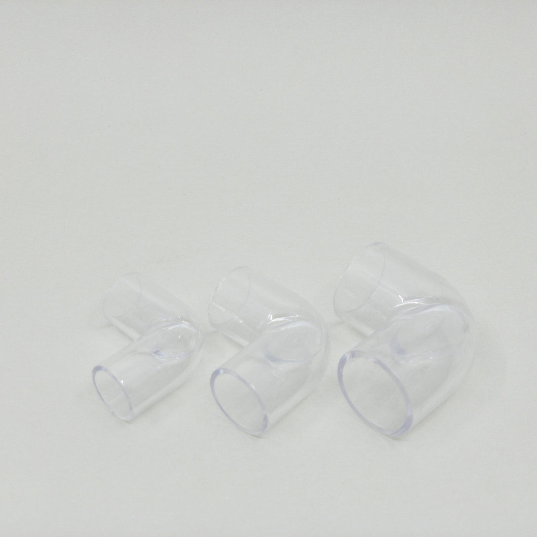 CLEAR POLYCARBONATE 90-DEGREE ELBOW JOINT