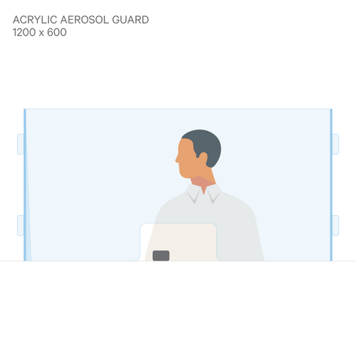 ACRYLIC SNEEZE GUARD WITH SIDE PANELS 1200 x 600mm
