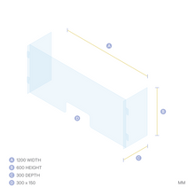Load image into Gallery viewer, ACRYLIC SNEEZE GUARD WITH SIDE PANELS 1200 x 600mm