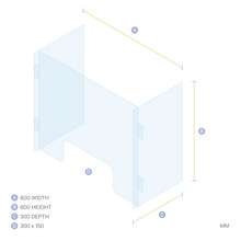Load image into Gallery viewer, ACRYLIC SNEEZE GUARD WITH SIDE PANELS 600 x 600mm