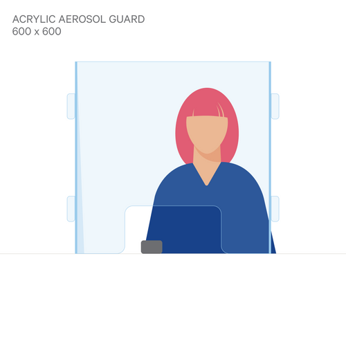 ACRYLIC SNEEZE GUARD WITH SIDE PANELS 600 x 600mm