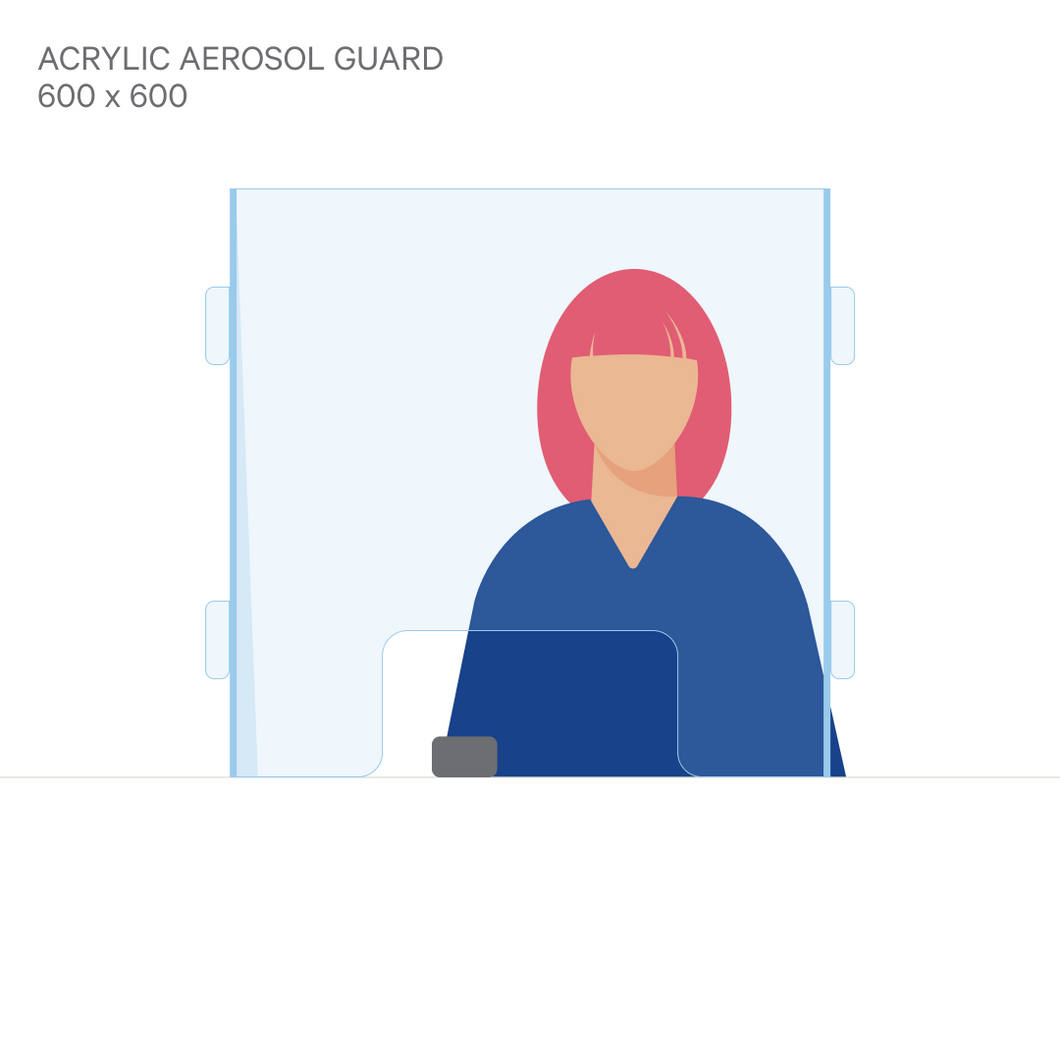 ACRYLIC SNEEZE GUARD WITH SIDE PANELS 600 x 600mm