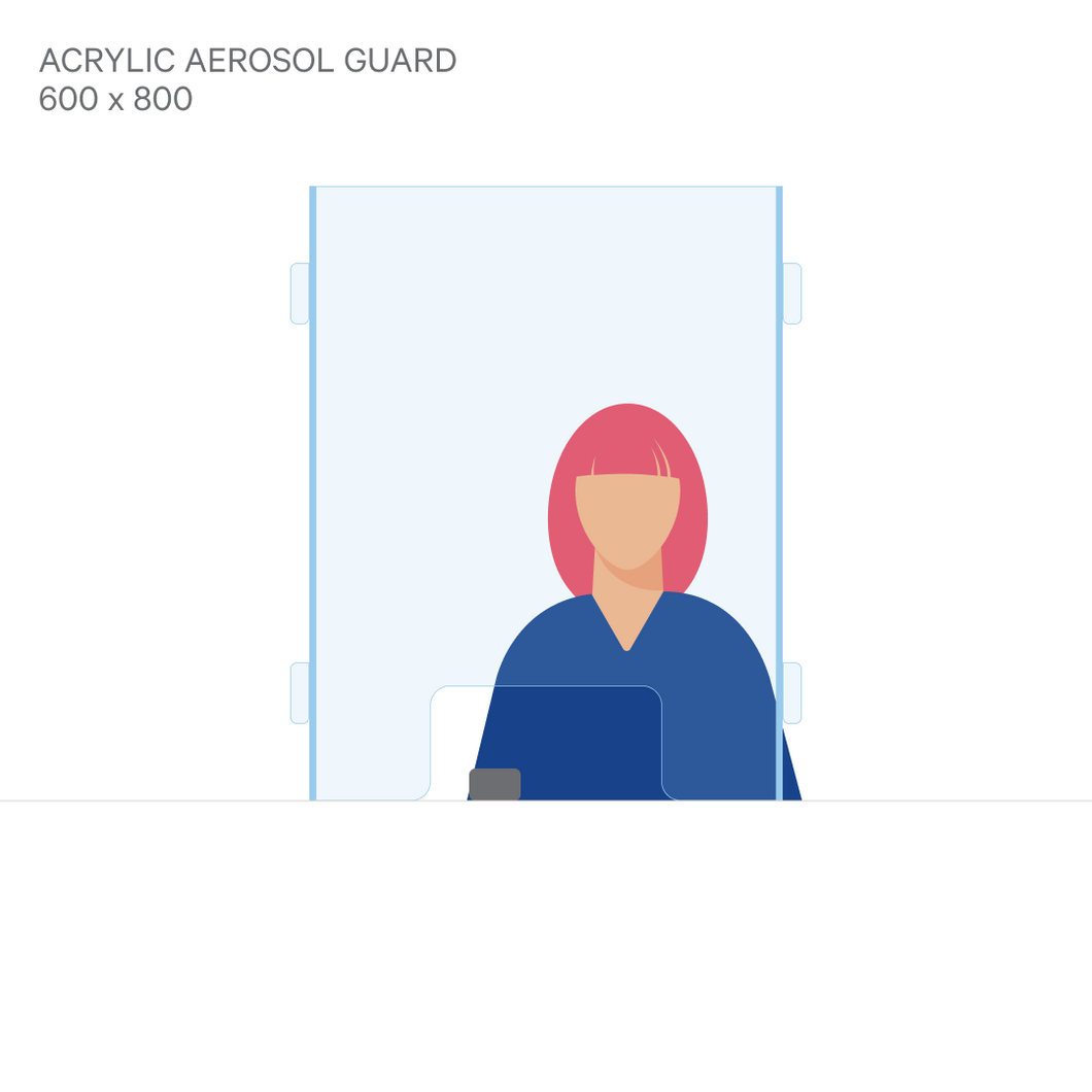 ACRYLIC SNEEZE GUARD WITH SIDE PANELS 600 x 800mm