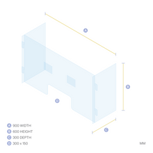 Load image into Gallery viewer, ACRYLIC SNEEZE GUARD WITH SIDE PANELS &amp; AUDIO OPENING 900 x 600mm