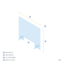 Load image into Gallery viewer, ACRYLIC SNEEZE GUARD WITH STANDS 600x600mm