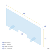 Load image into Gallery viewer, ACRYLIC SNEEZE GUARD WITH STANDS 1200x550mm
