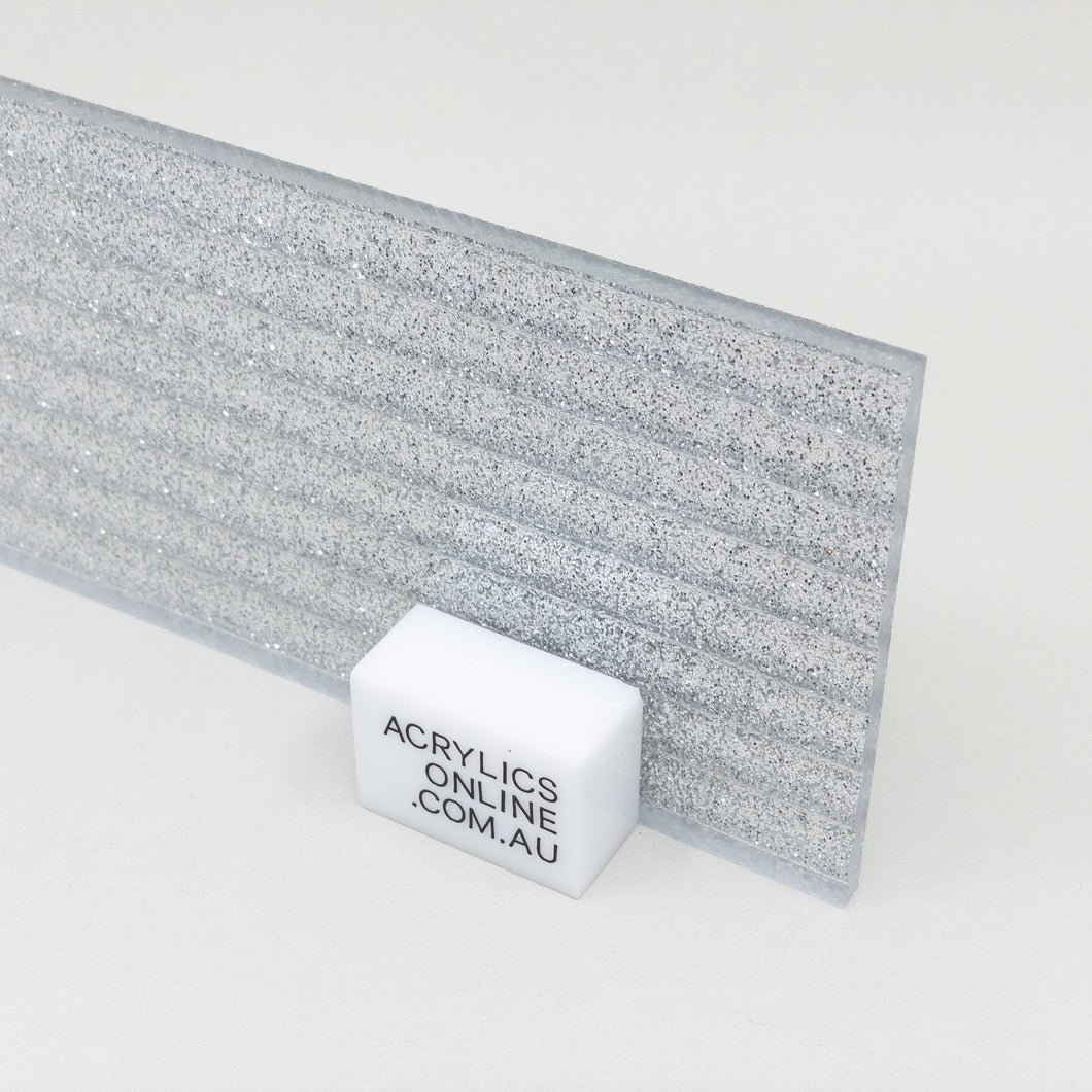 ACRYLIC SILVER GLITTER REEDED SHEET