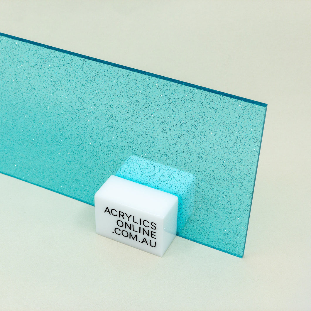 TRANSPAREN AQUA BLUE GLITTER ACRYLIC SHEET