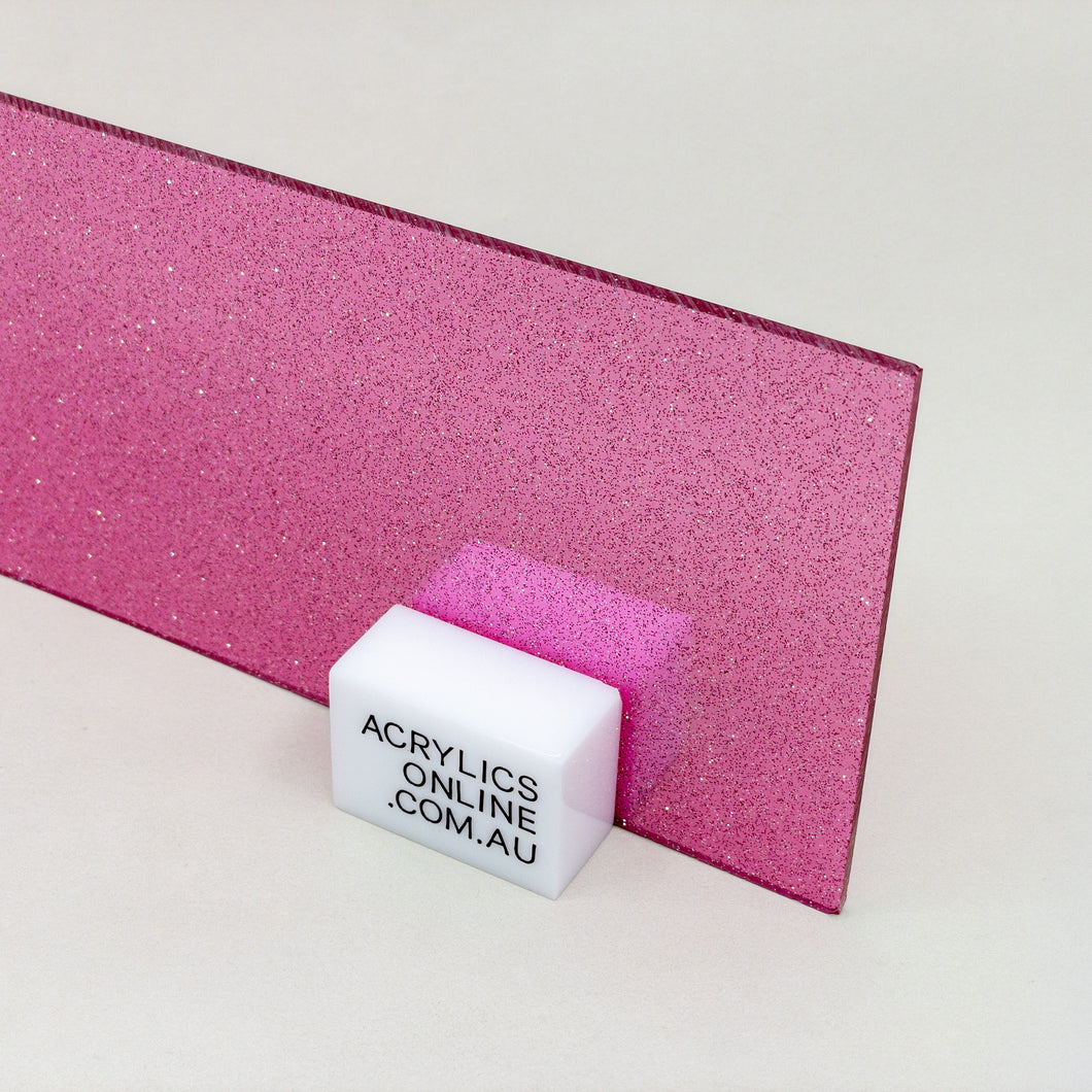 TRANSPARENT PINK GLITTER ACRYLIC SHEET